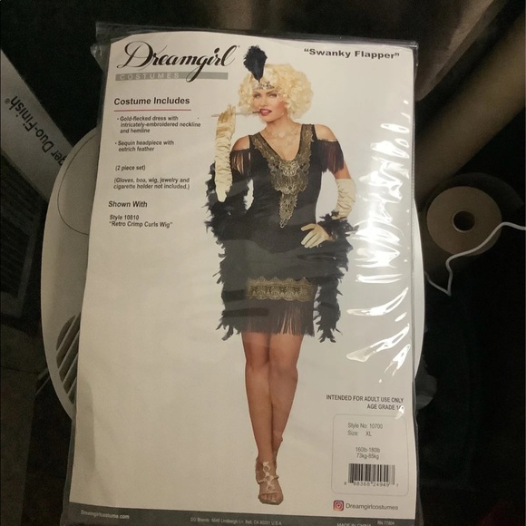 Dreamgirl Womens Swanky Flapper Black/Gold - Picture 4 of 11